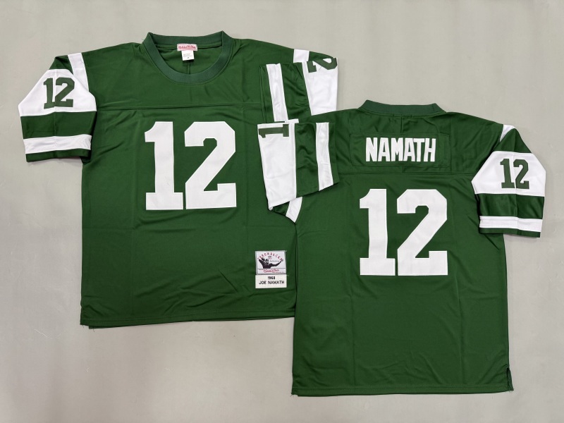 Men 2025 New York Jets #12 Namath green Throwback Limited NFL Jersey style 001